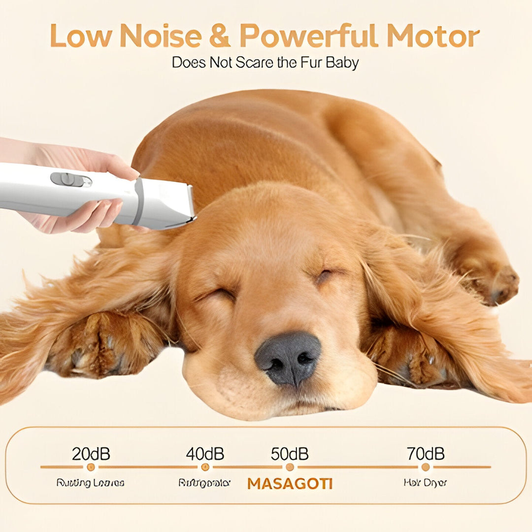 Sharp titanium ceramic blades on quiet dog & cat clippers for safe, precise, and snag-free pet grooming.