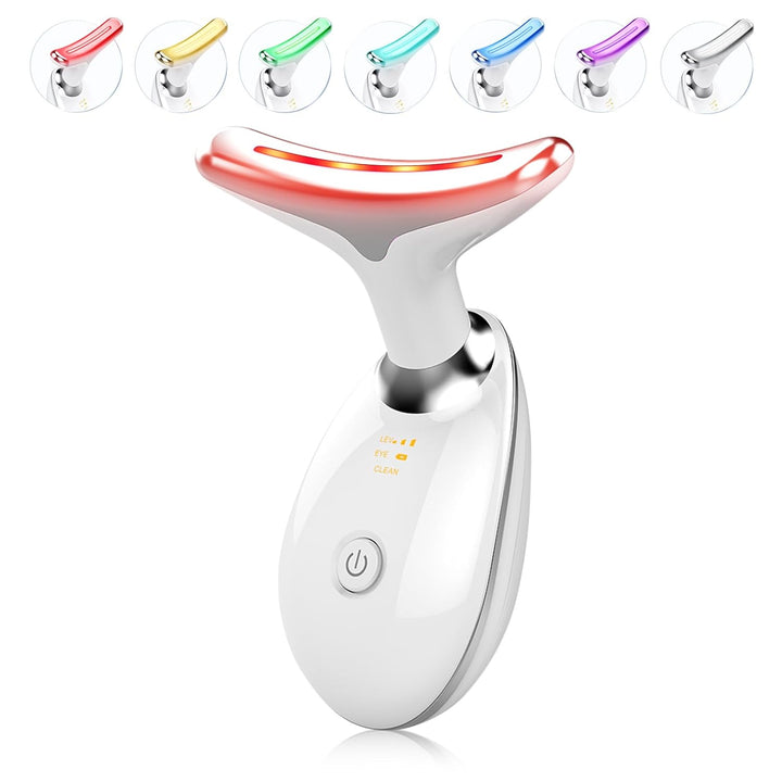 Close-up of RadiantGlow 7-Color facial massager, a modern beauty tool for skin care