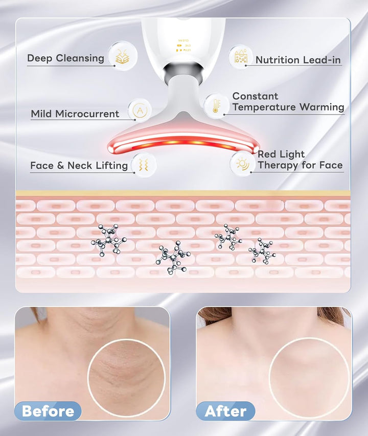 RadiantGlow anti-aging facial massage device with LED light therapy