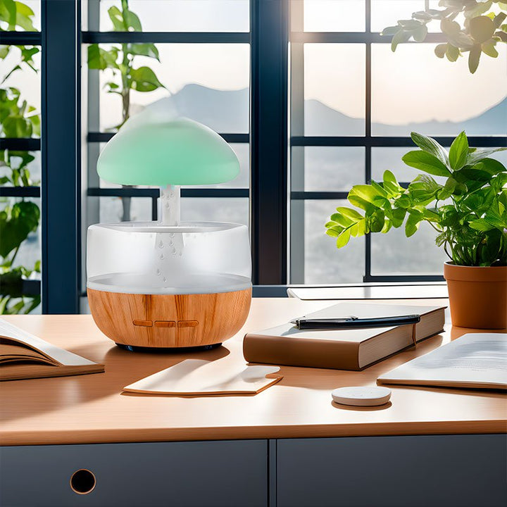 Unique RainCloud humidifier for superior air quality, essential oil diffusion, and a relaxing home ambiance.