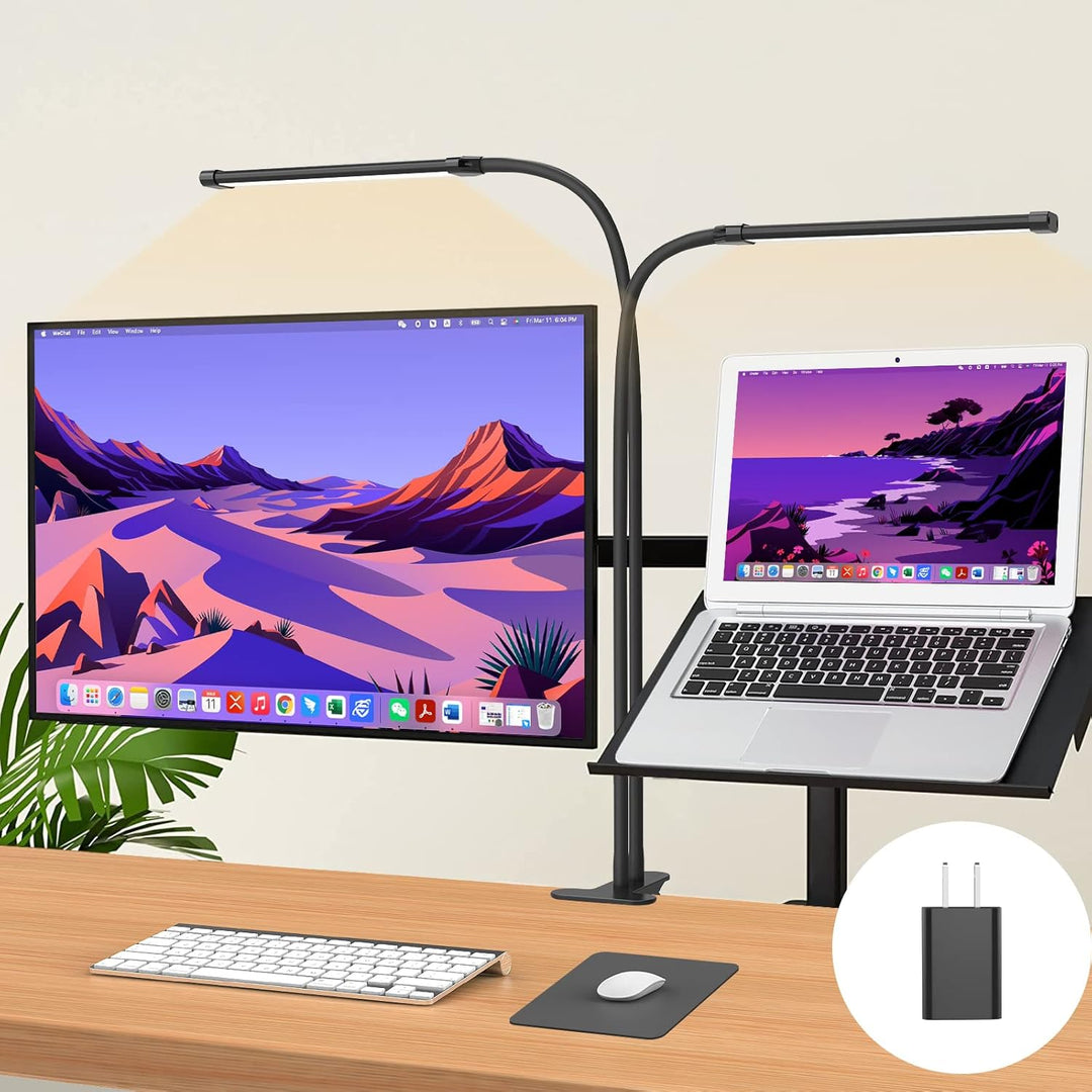Ravien LED Desk Clamp Lamp with 70cm flexible gooseneck, ideal for home office eye care and lighting.