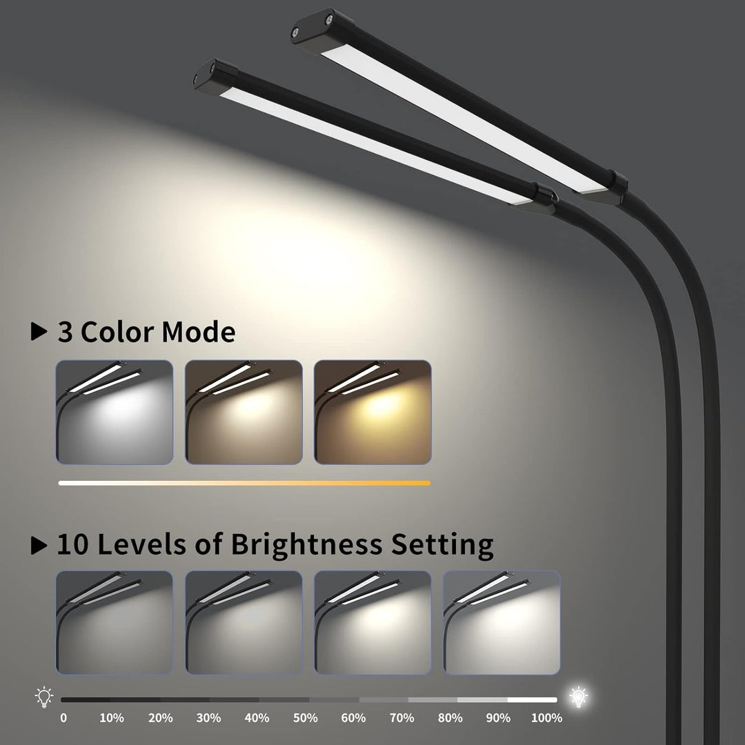 Close-up of the LED head of the Ravien desk lamp, highlighting its eye care features for study.