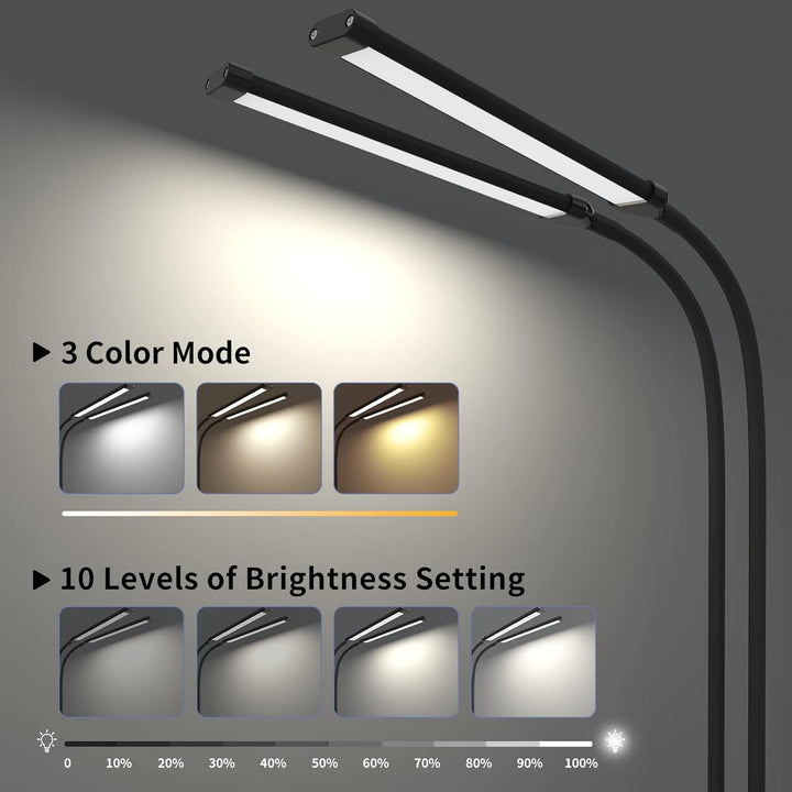 Close-up of the LED head of the Ravien desk lamp, highlighting its eye care features for study.