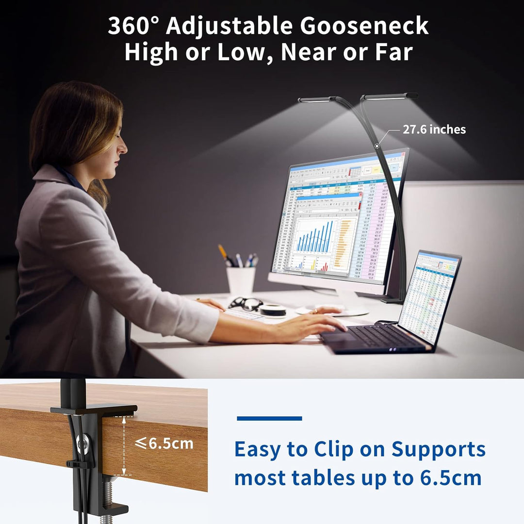 Ravien LED study lamp showcasing its sleek design and energy-efficient lighting for long work sessions.