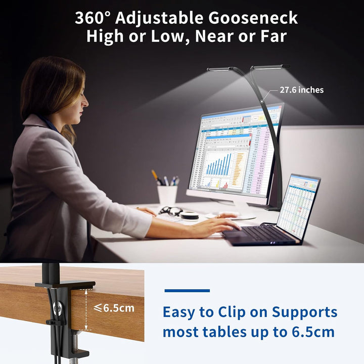 Ravien LED study lamp showcasing its sleek design and energy-efficient lighting for long work sessions.