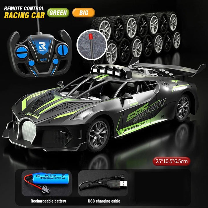Group of colorful 1:18 RC drift cars, durable remote control toys perfect for racing & stunts. Unisex fun.