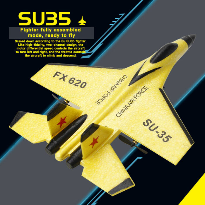 Durable SU35 RC aircraft model, 2.4G remote control glider with bright LED lights, perfect for hobbyists.