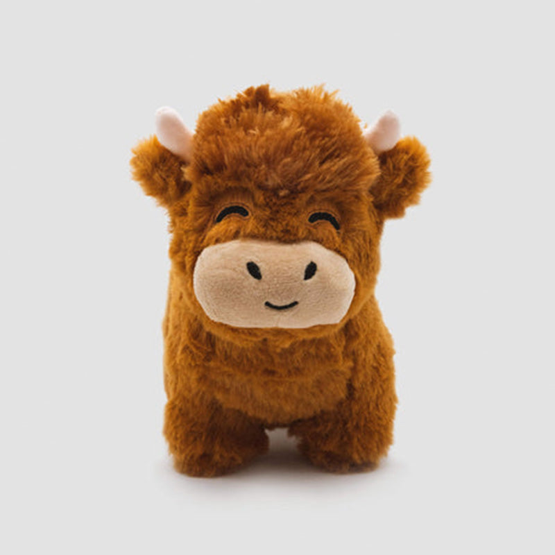 Decorative Highland cow plush figure, made from soft cotton, an excellent animal toy.