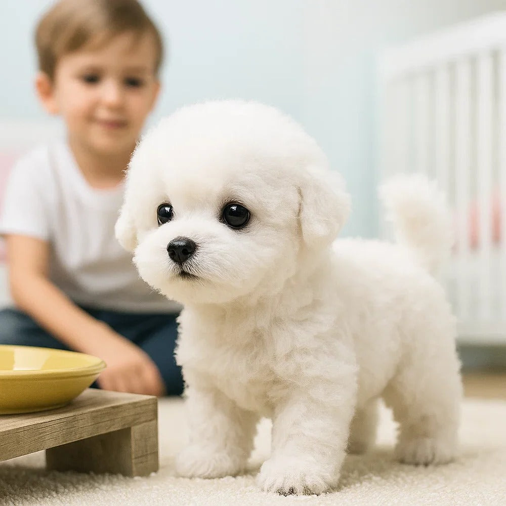 Interactive walking & barking plush puppy, a realistic electronic pet toy designed for kids & adults.