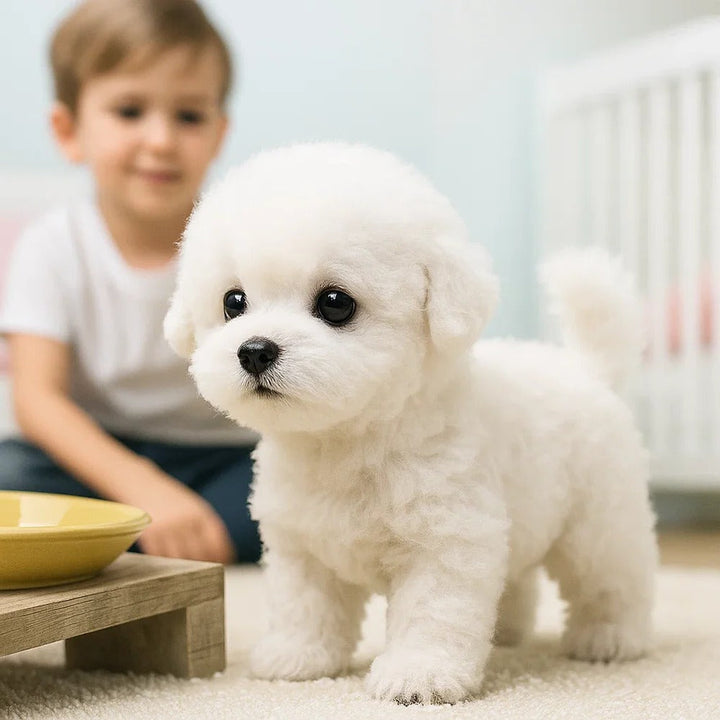 Interactive walking & barking plush puppy, a realistic electronic pet toy designed for kids & adults.