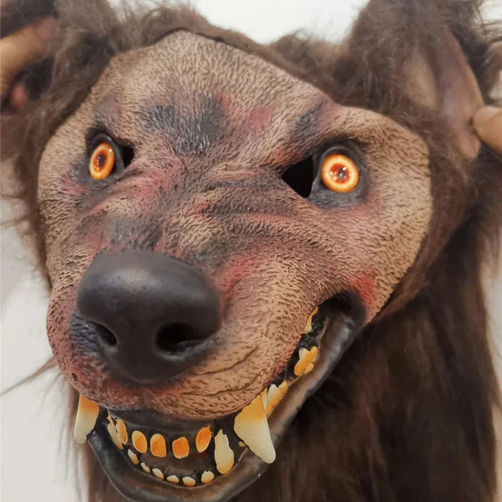 Detailed realistic werewolf mask for cosplay. Unisex beast creature transformation accessory for costume parties.