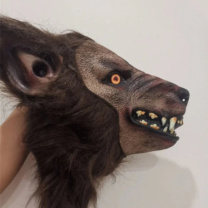 Unisex realistic werewolf mask for a spooky beast transformation. Ideal Halloween horror costume accessory.