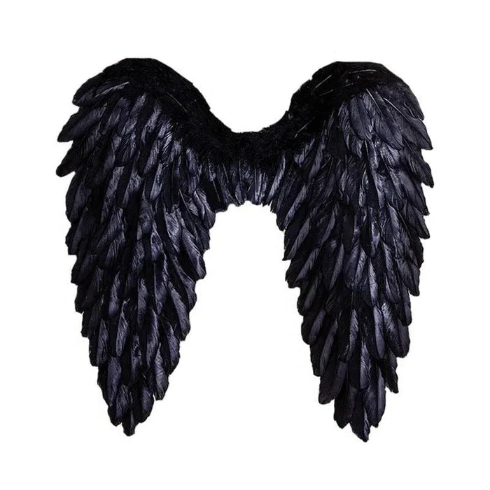 Realistic white women's angel wings, perfect for fantasy cosplay, Halloween costume, or stage performance.