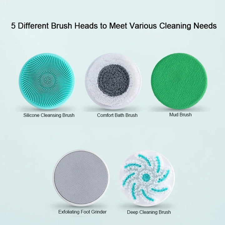 5-in-1 electric body brush, rechargeable for shower. Exfoliate, cleanse & massage for smooth, healthy skin.