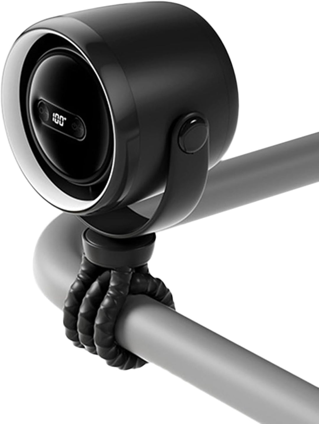 Portable stroller fan with 100-speed control and an integrated LED night light for nighttime use