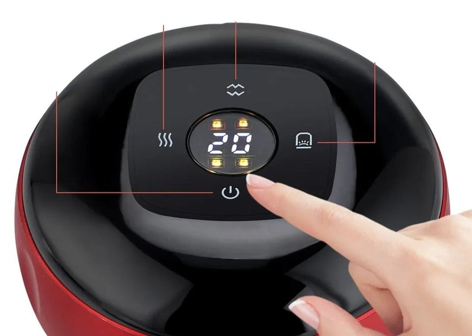 Self-care ThermaCupp cupping therapy massager with heat & red light for targeted muscle recovery.