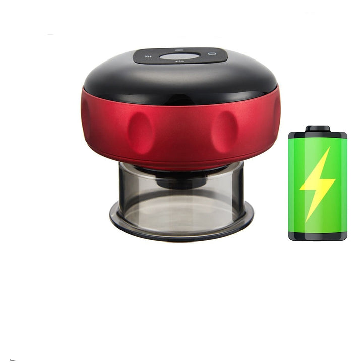 Advanced cupping therapy massager combining heat, red light, & massage for pain relief & muscle recovery.