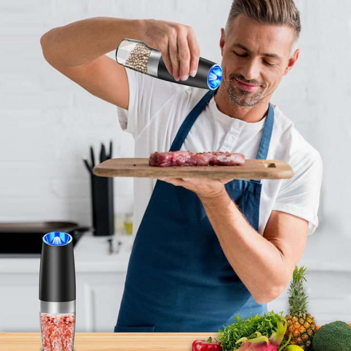 Rechargeable electric pepper & salt mill set, modern kitchen essentials for seasoning
