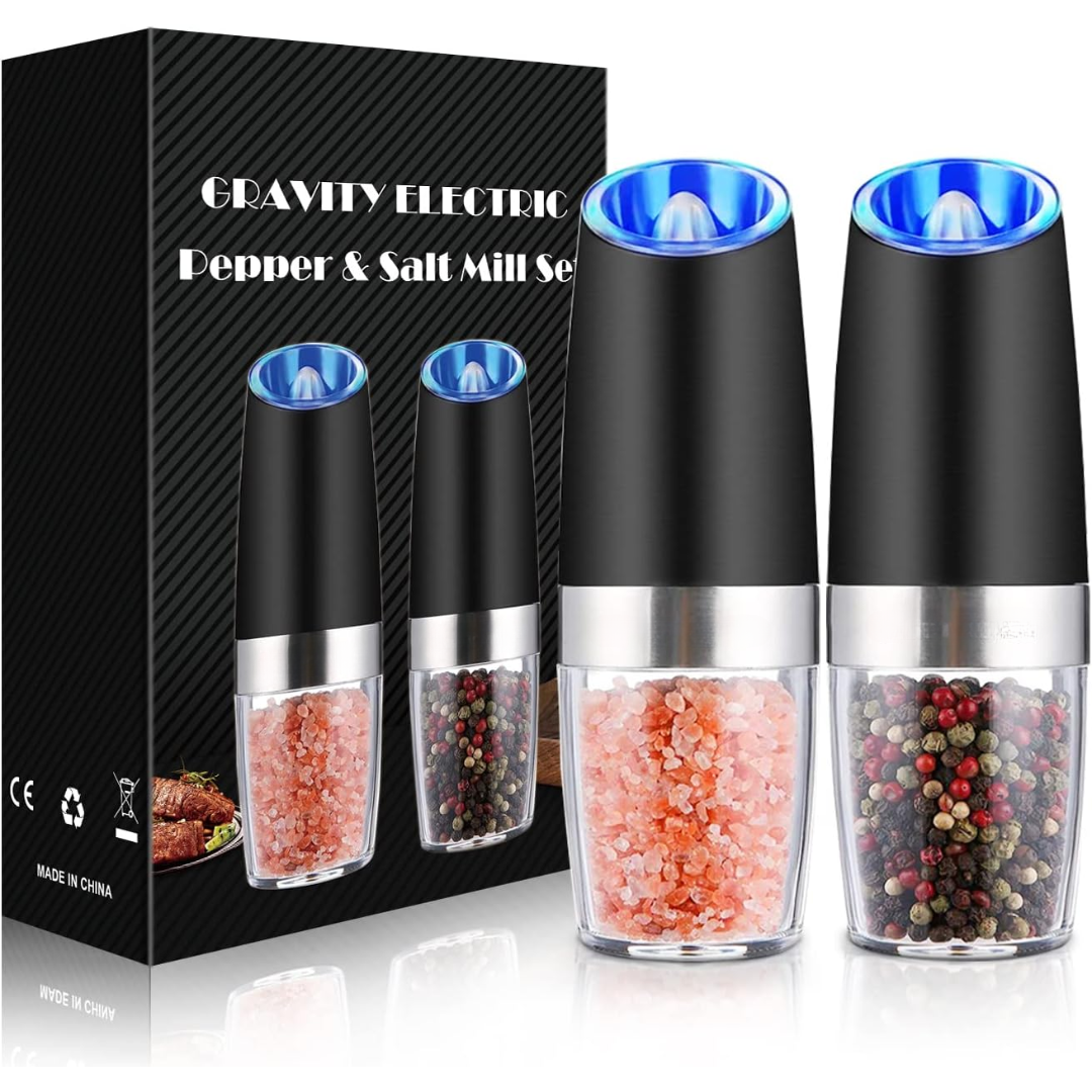 USB rechargeable electric salt grinder, illuminates when in use for precision