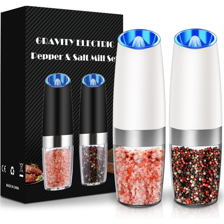 Electric pepper grinder and salt mill duo, USB rechargeable, designed for modern kitchens