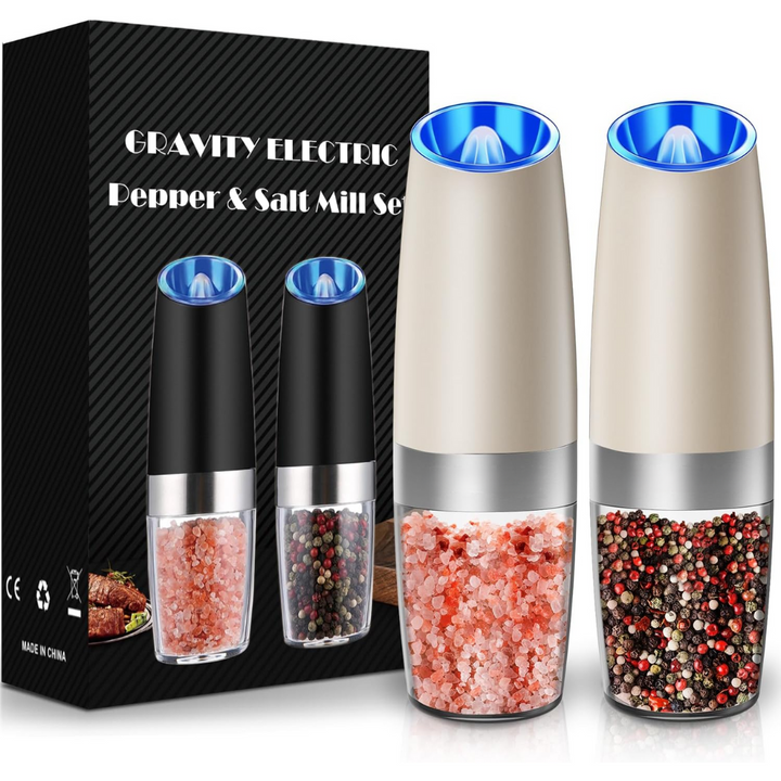 Premium electric salt & pepper grinder set, rechargeable, enhancing any home kitchen decor.