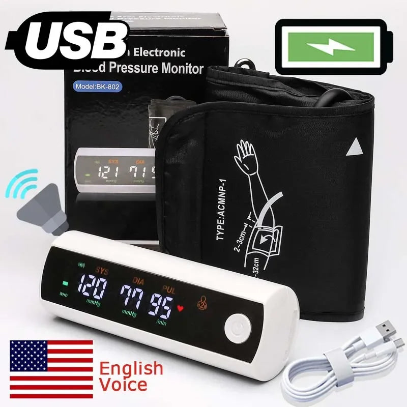 Rechargeable LCD Arm Blood Pressure Monitor with Voice