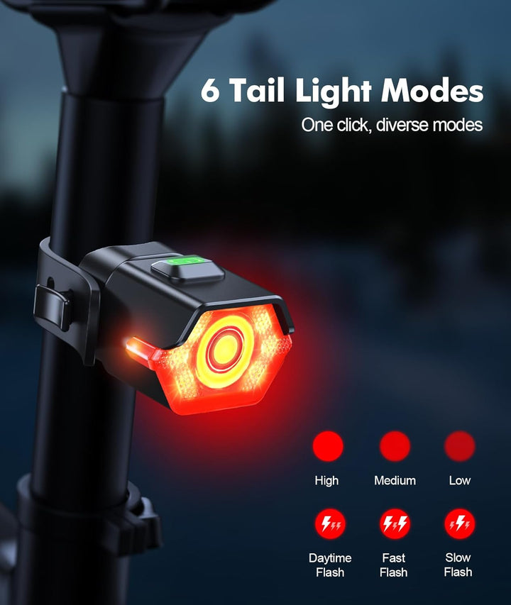 Bright LED bicycle light combo for night riding, offering superior outdoor lighting.