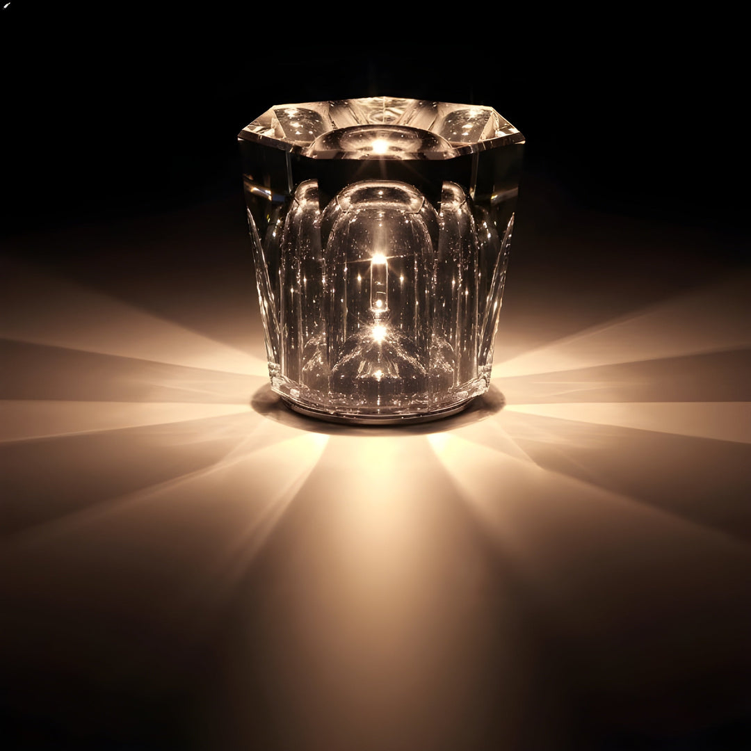 Stylish diamond crystal LED lamp, rechargeable, ideal for luxury home decor.