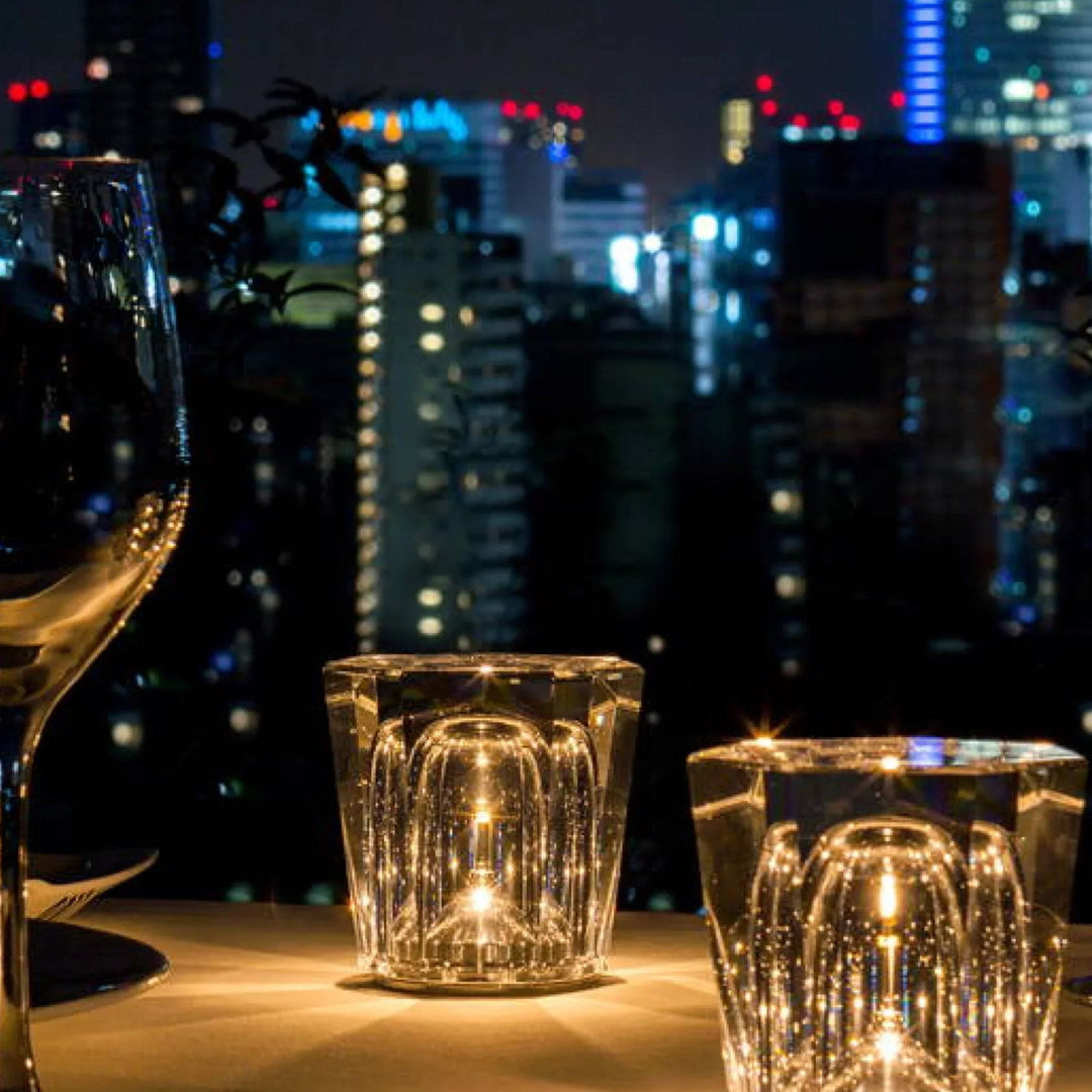 Luxury LED diamond table lamp, rechargeable for sophisticated home accent.