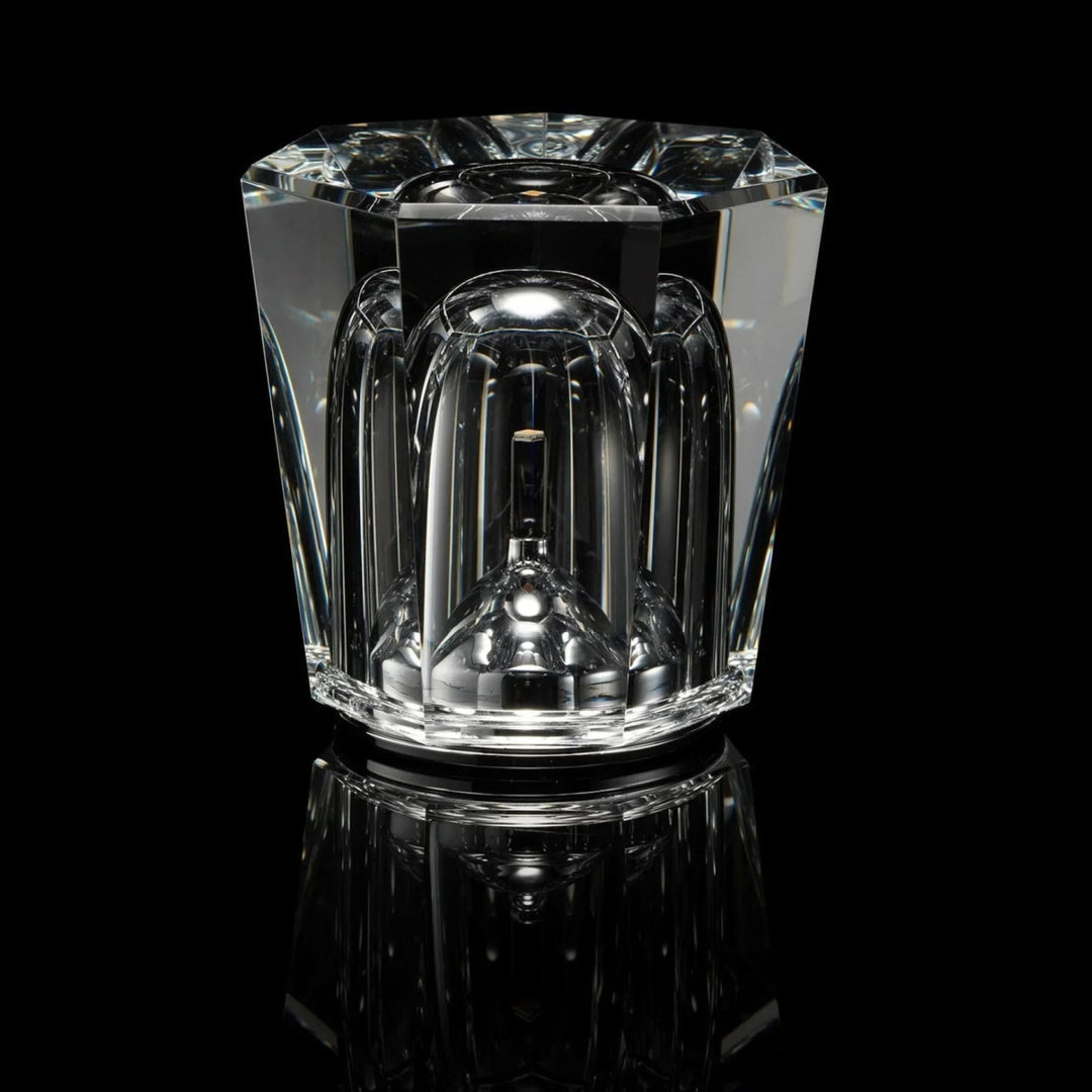 Elegant portable crystal LED lamp, diamond-shaped for luxury decor accent.