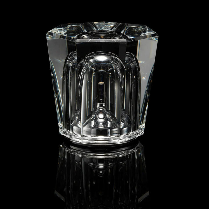Elegant portable crystal LED lamp, diamond-shaped for luxury decor accent.