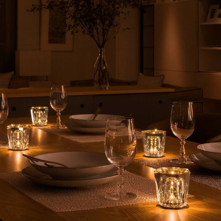 Luxury home accent: LED diamond crystal lamp, rechargeable and portable.