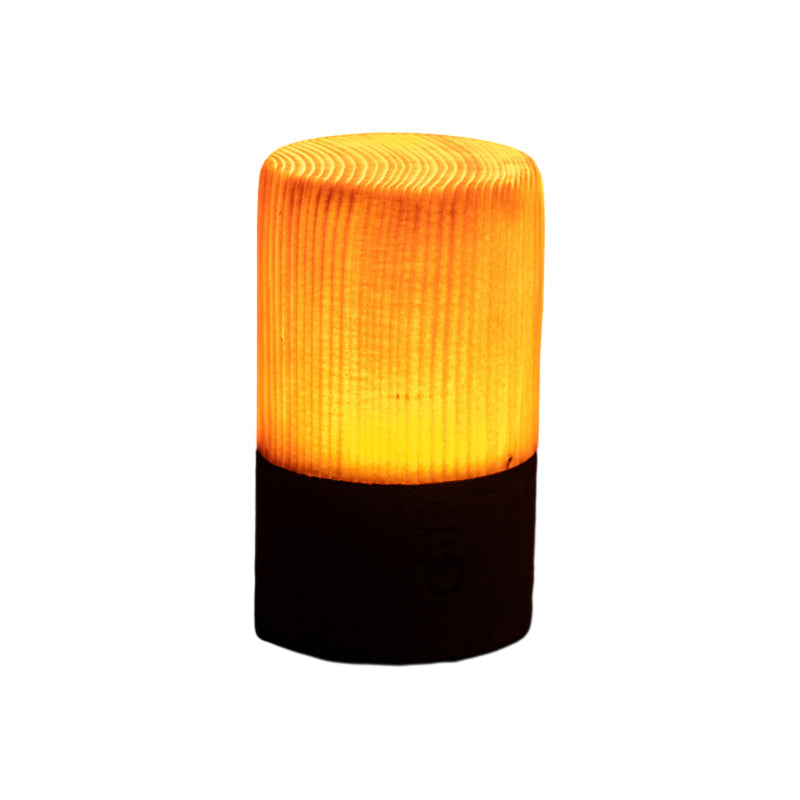 Touch control LED table lamp, wood grain finish, offering adjustable ambient light.