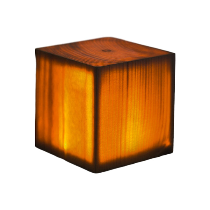 Stylish LED lamp with wood grain design, rechargeable for convenient, cordless use.