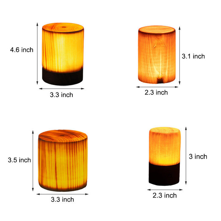 Elegant wood grain rechargeable LED lamp, a modern and functional home accessory.