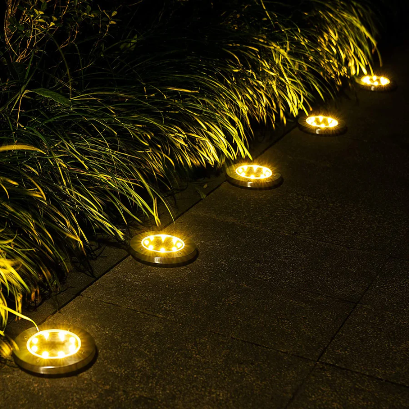 Durable solar outdoor lights, perfect for garden paths & patio decor. Rechargeable & weatherproof for year-round use.