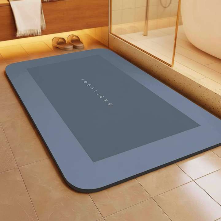 Rectangular non-slip quick-dry bath mat in gray, enhancing bathroom safety and comfort