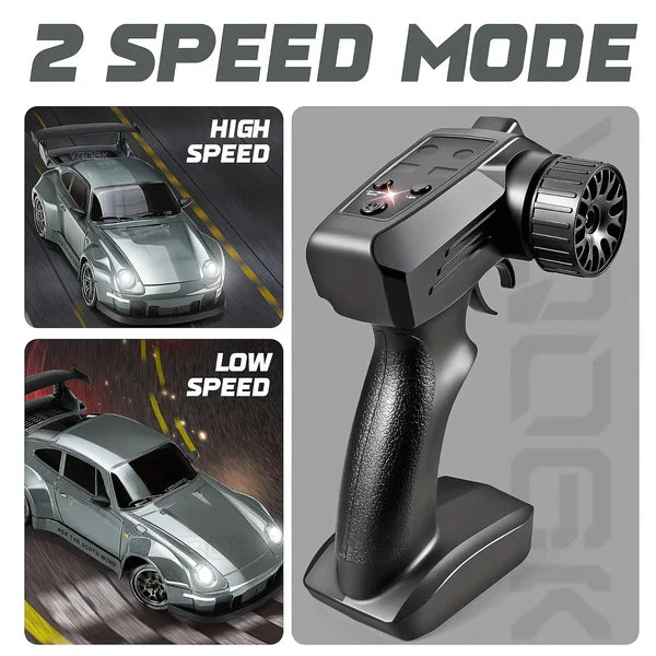 Exciting 4WD remote control toy car with LED lights, a perfect gift for all ages and RC hobbyists.