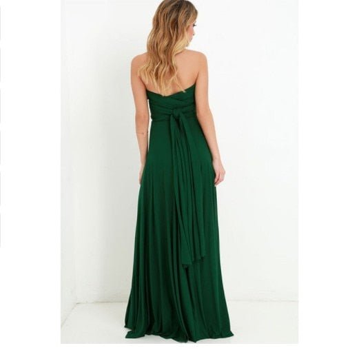 Black women's adaptable formal maxi dress, perfect for elegant evening wear and parties.