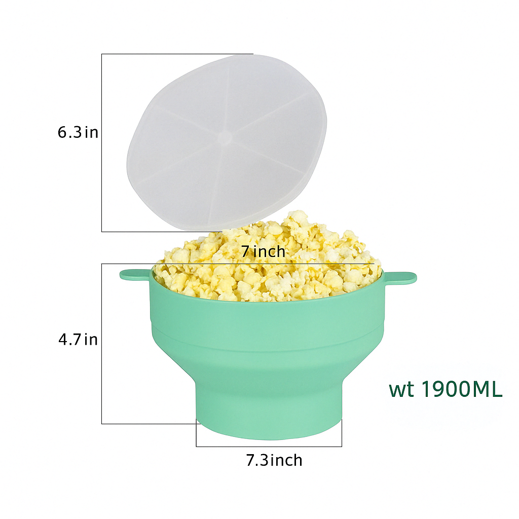 Kitchen Essential CrispyPop microwave popcorn bowl in use. Makes healthy, crispy, oil-free popcorn quickly.