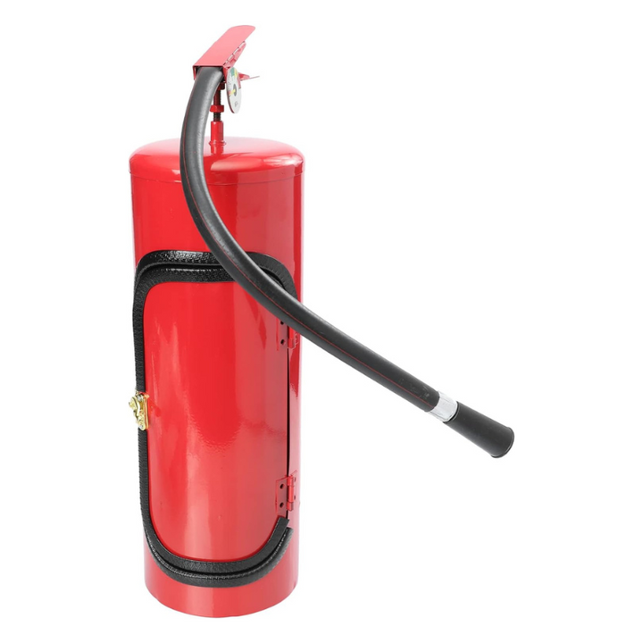 Unique fire extinguisher design drink holder. Display wine, champagne, whiskey, or other bottles creatively.