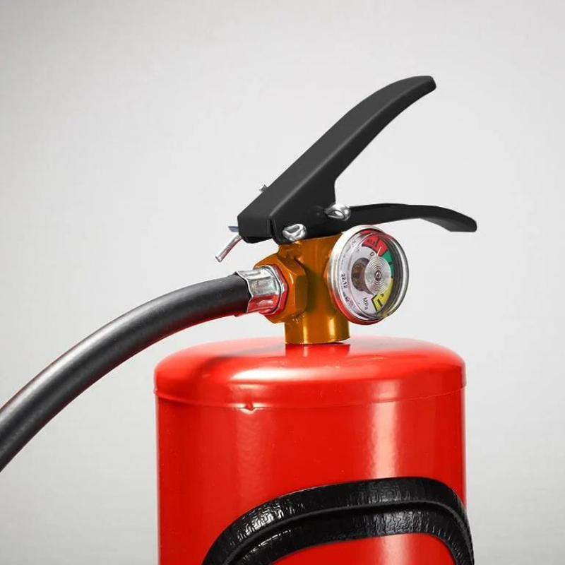Eye-catching red fire extinguisher wine display stand. Perfect bottle holder for parties & unique decor.