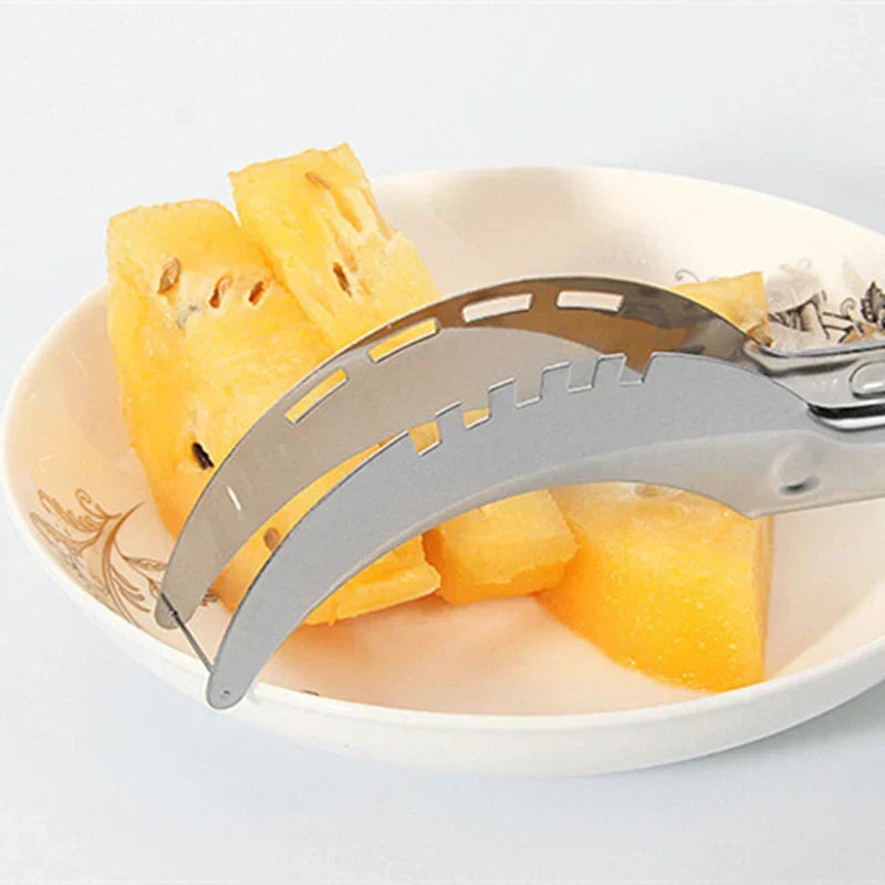 Close-up of the Kitchen Fruit Slicer, showing sharp stainless steel blades for quick, easy fruit prep.