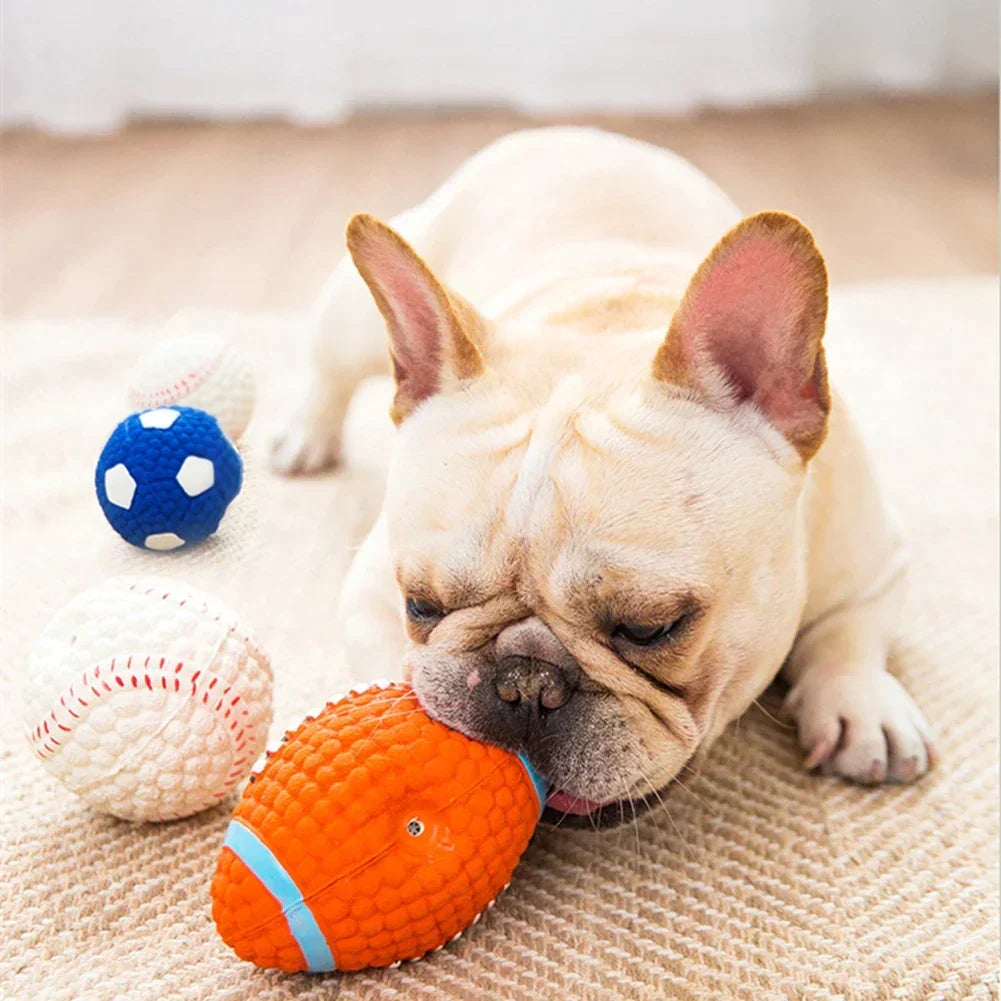 Tough latex dog toy, perfect for aggressive chewers and dog enrichment play.