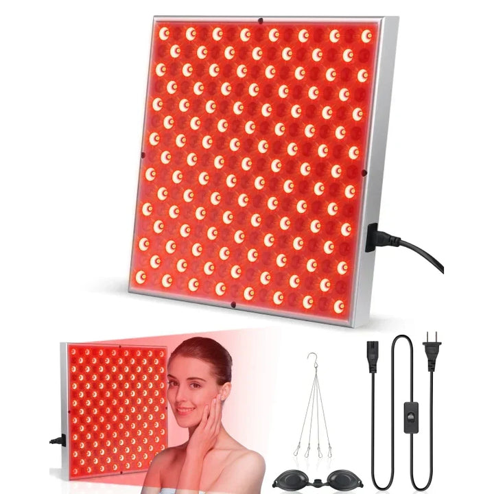Red Light Therapy Panel for skin rejuvenation, anti-aging, and pain relief. Home spa wellness device.