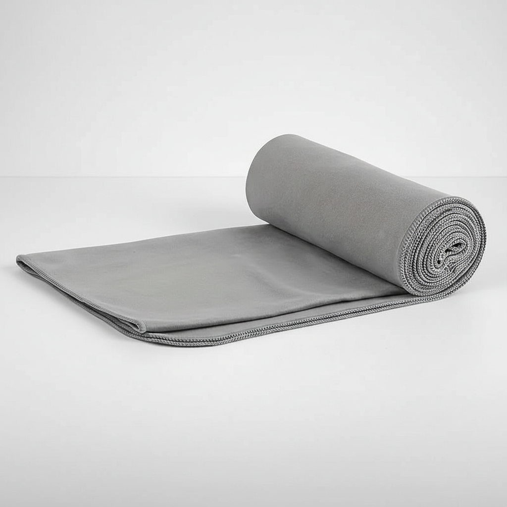 Black absorbent microfiber travel towel, quick-drying for gym and sports activities