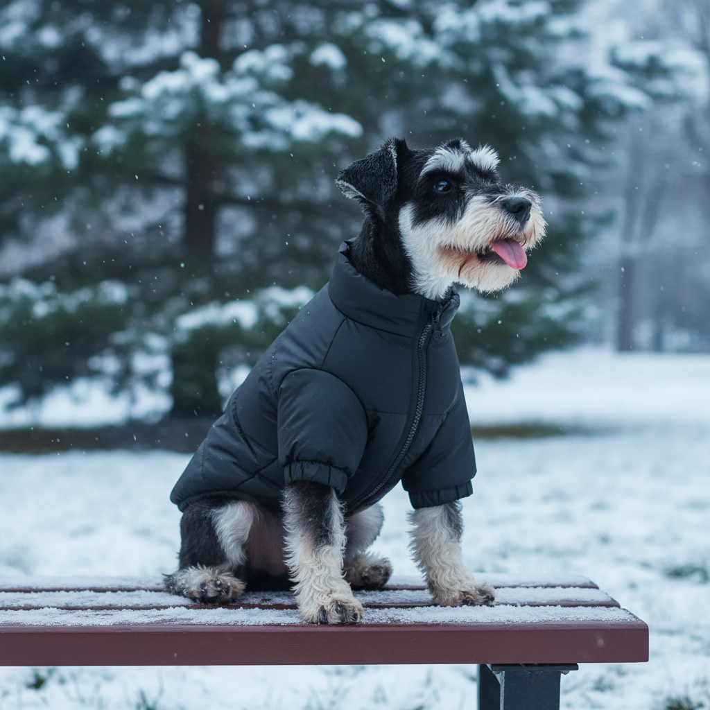 Red padded dog winter jacket, warm & stylish pet coat for cold weather, en- FurShield