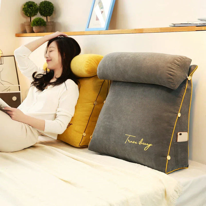 Detail of the breathable cover on the Relaxa ergonomic wedge back support cushion, home office essential