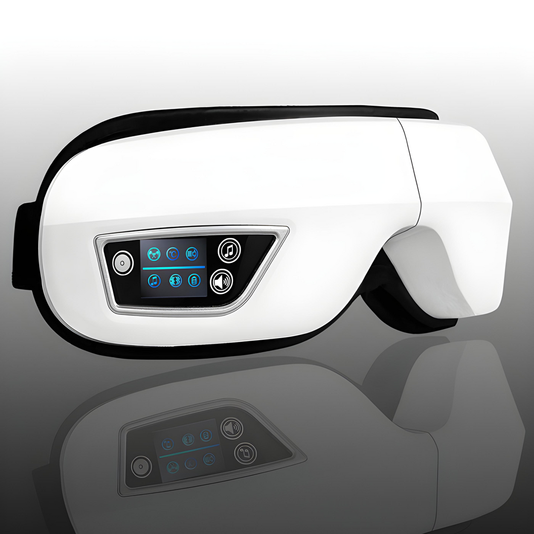 VisionTherapy eye mask with heat & vibration massage for headache relief & improved sleep aid.
