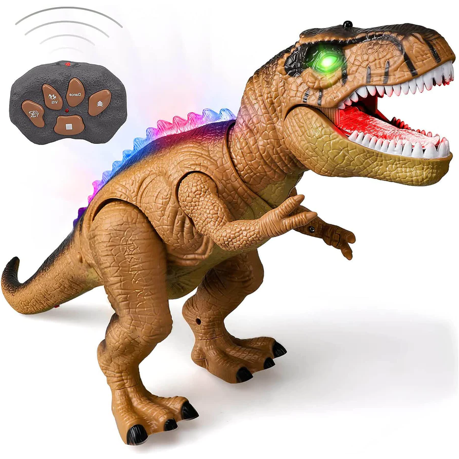 High-quality remote control T-Rex dinosaur for kids, featuring LED lights & realistic roars.